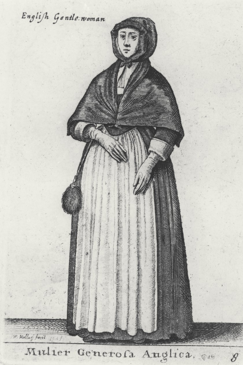 Angielska dżentelmenka, 1643 autorstwa Wenceslaus Hollar