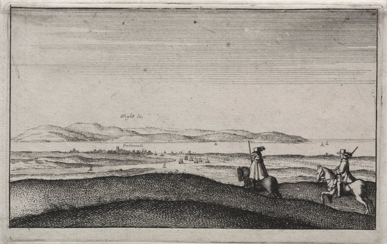 Widoki angielskie: Isle of Wight z Portsmouth autorstwa Wenceslaus Hollar