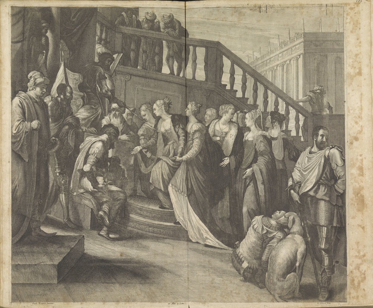 Estera przed Aswerusem autorstwa Wenceslaus Hollar