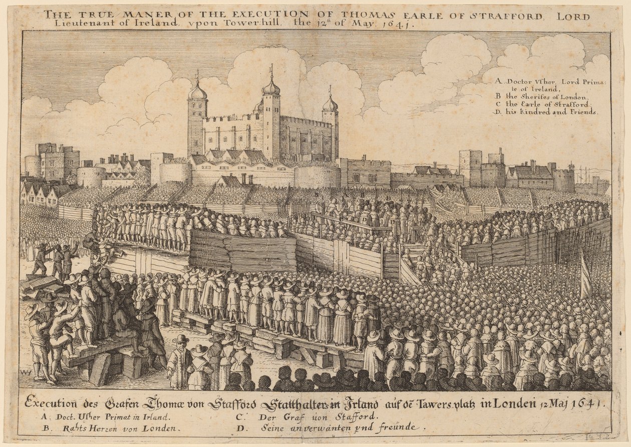 Egzekucja Thomasa Wentwortha autorstwa Wenceslaus Hollar