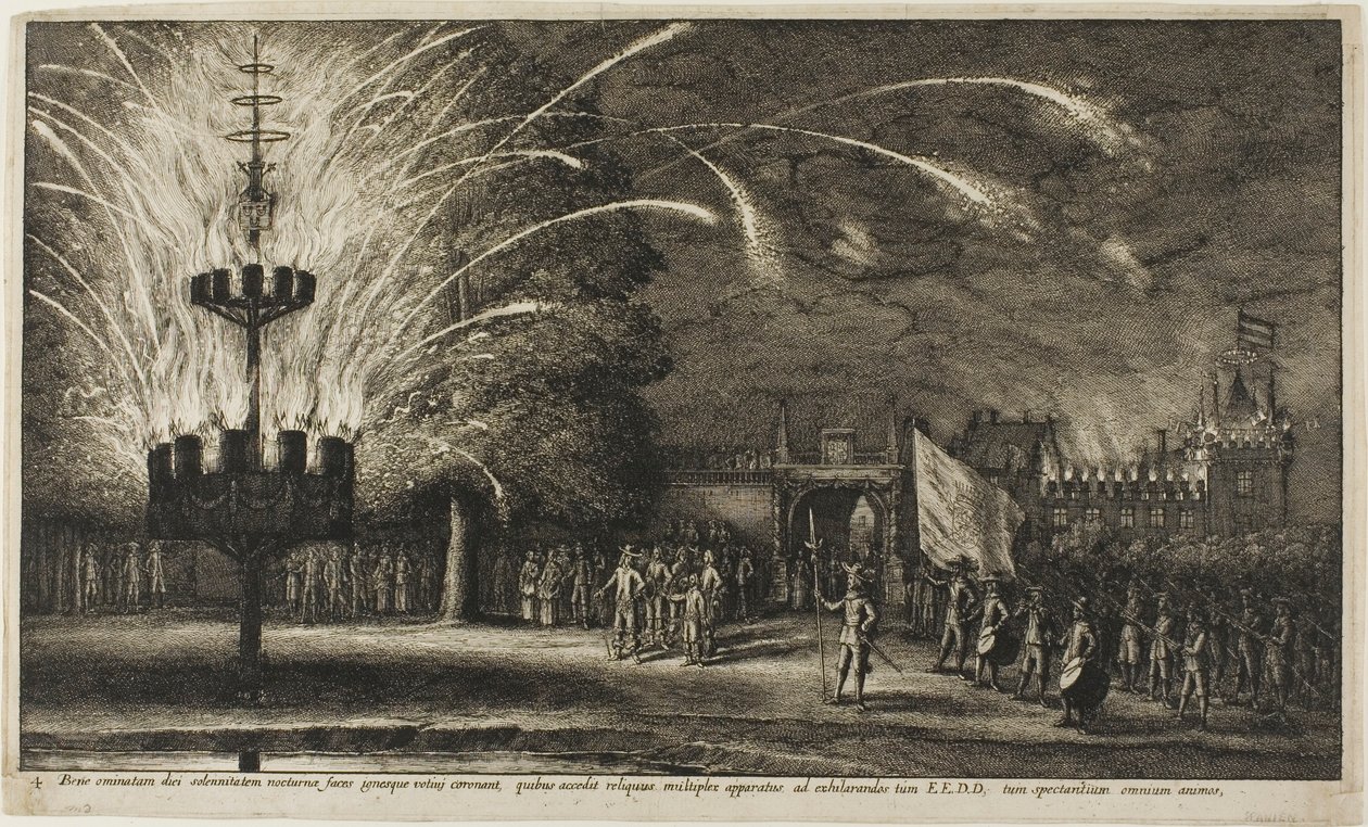 Fajerwerki w Hemissem autorstwa Wenceslaus Hollar