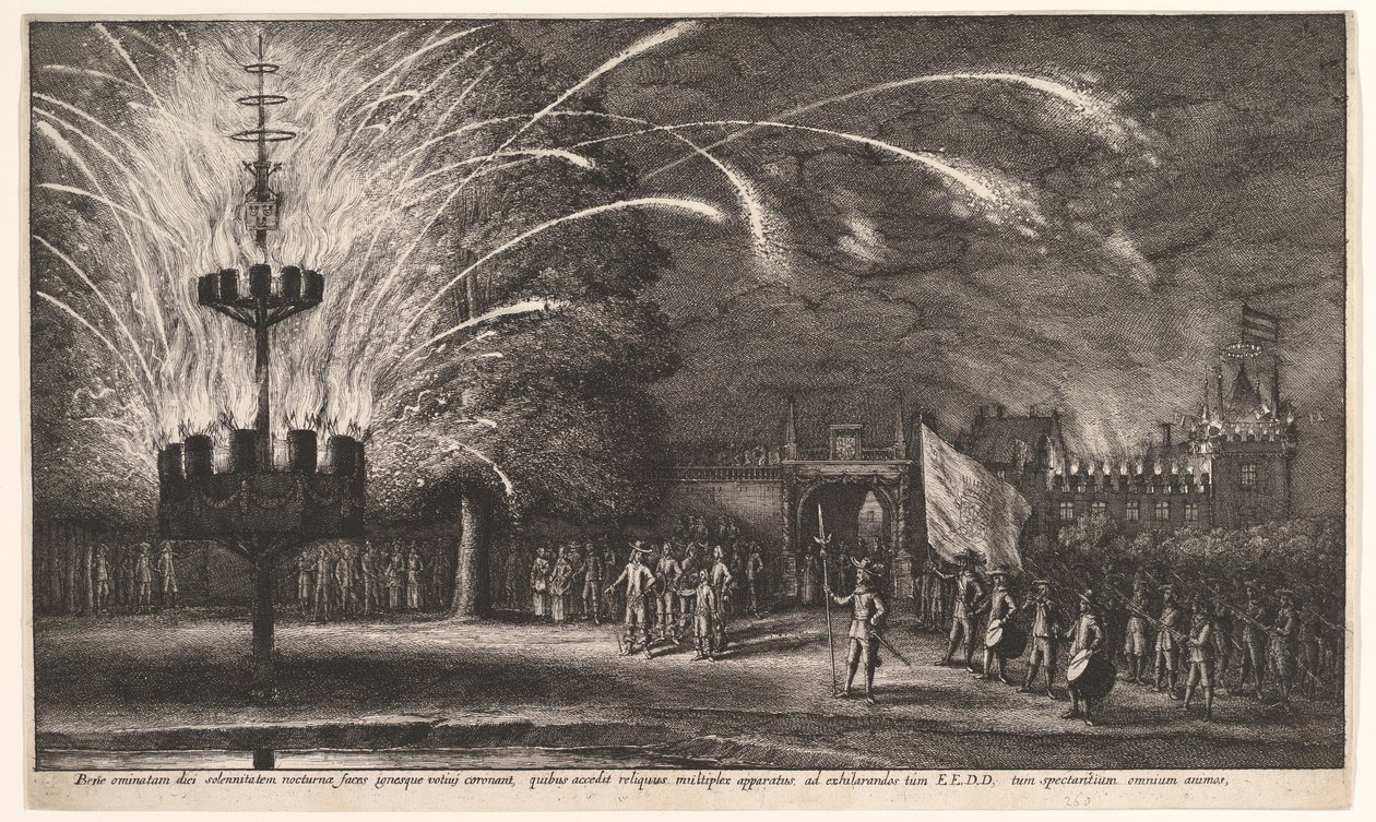 Fajerwerki w Hemissemie autorstwa Wenceslaus Hollar