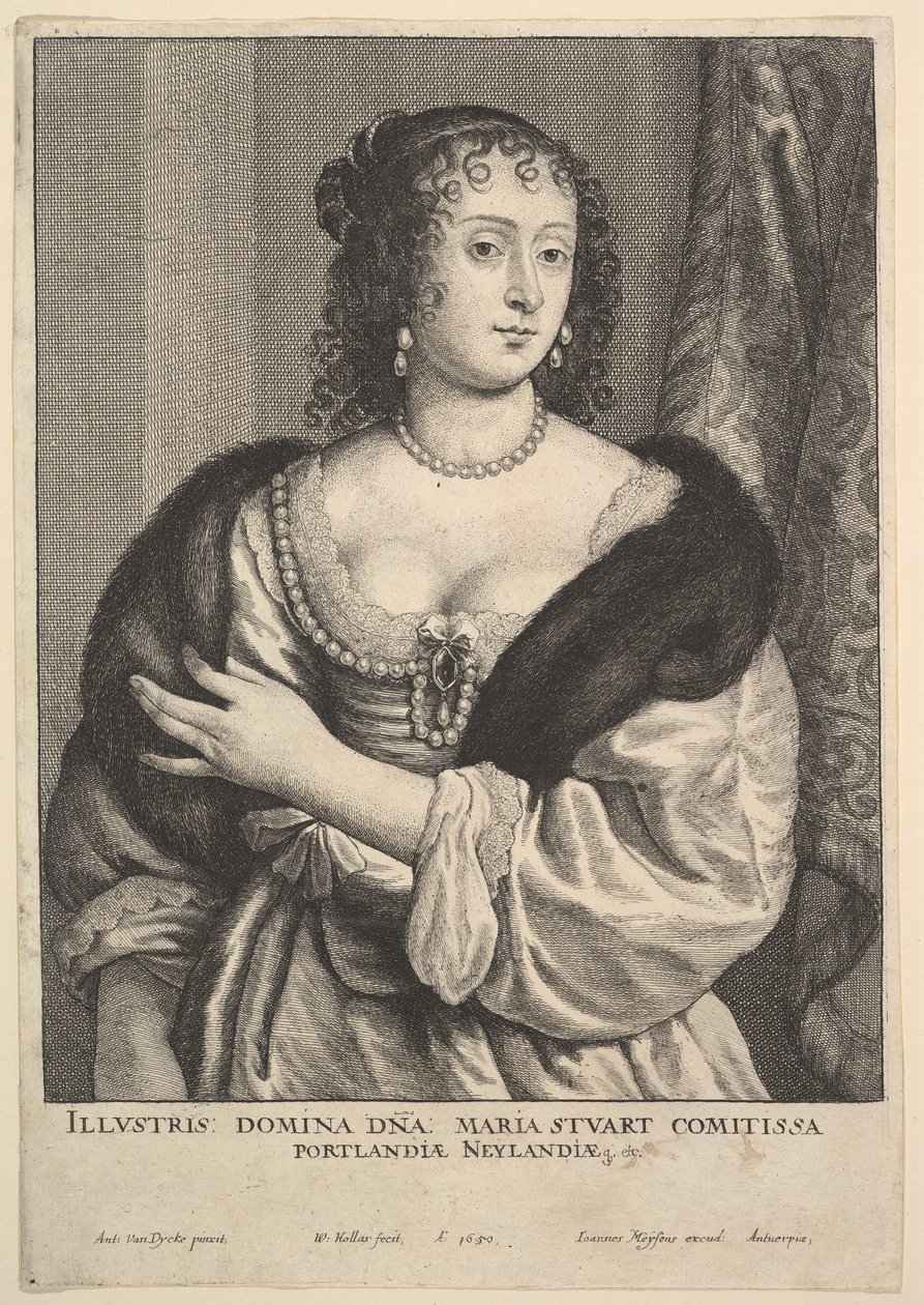 Frances Stuart, hrabina Portland, 1650. autorstwa Wenceslaus Hollar