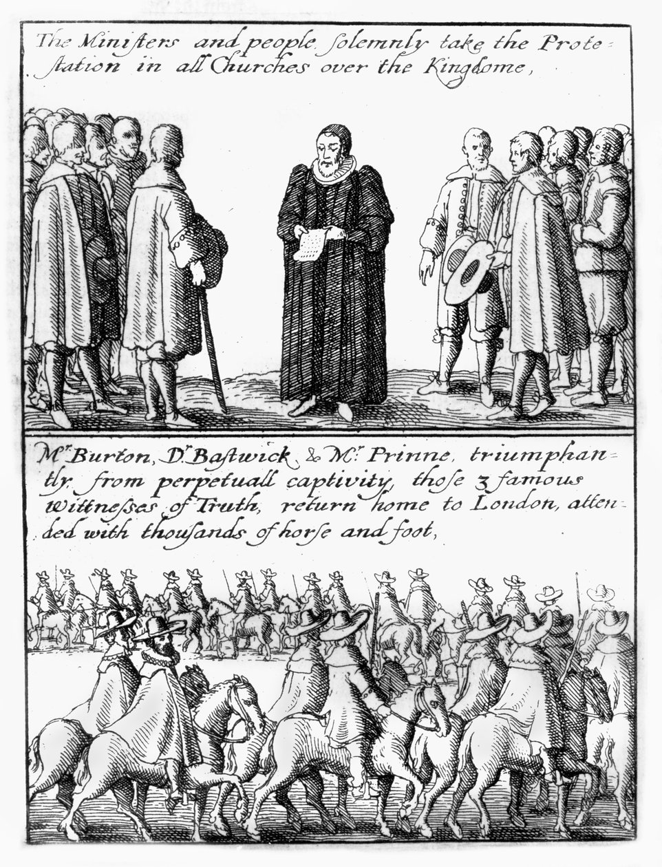 Panowie składający przysięgę „Et cetera”; pochód konny towarzyszący zwolnionym pamfletom do Londynu autorstwa Wenceslaus Hollar