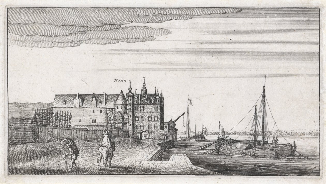 Widok na kancelarię nad Renem w pobliżu Bonn autorstwa Wenceslaus Hollar