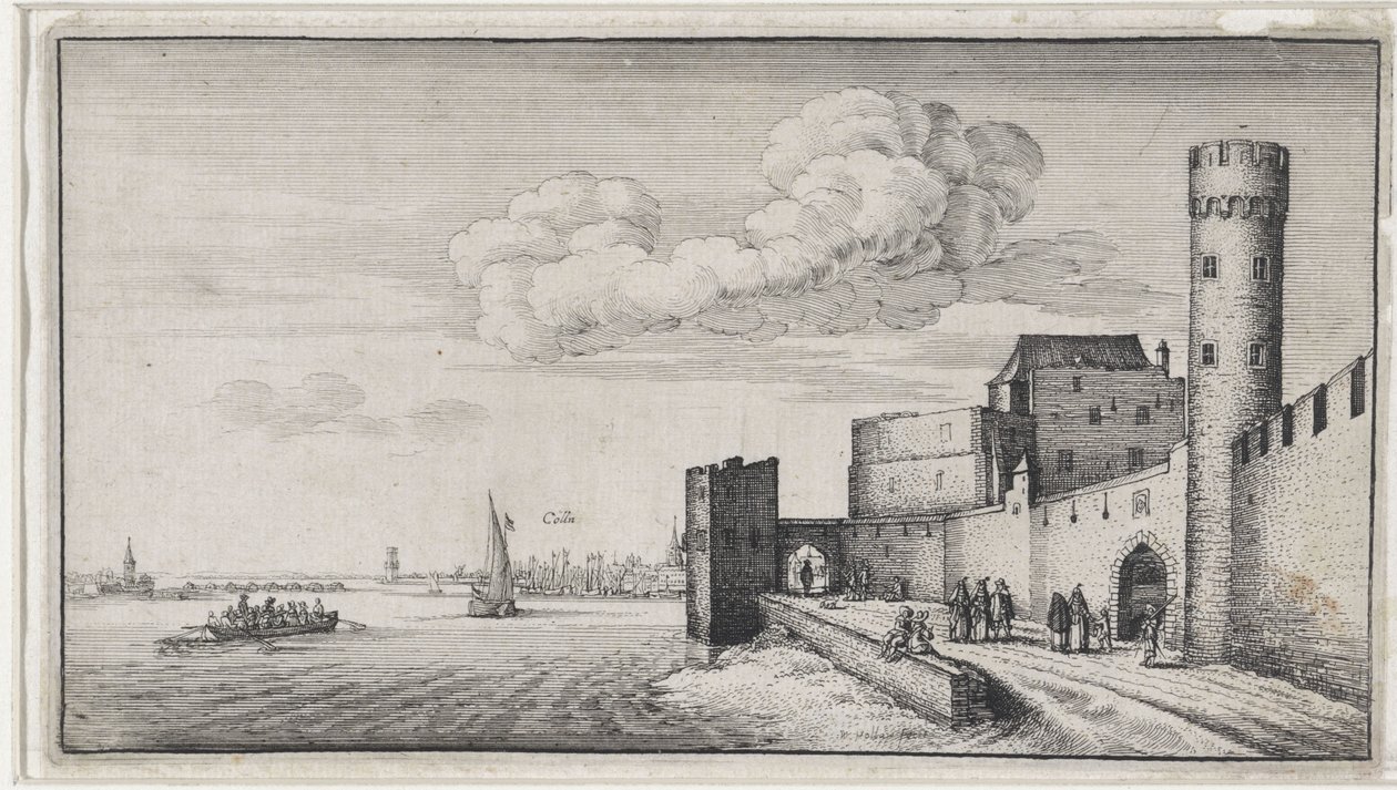 Widok murów miejskich Kolonii autorstwa Wenceslaus Hollar