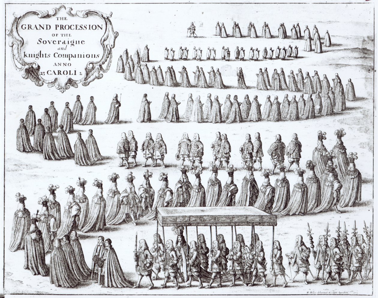 Wielka Procesja Władcy i Rycerzy Podwiązki w Windsor, 1672 autorstwa Wenceslaus Hollar