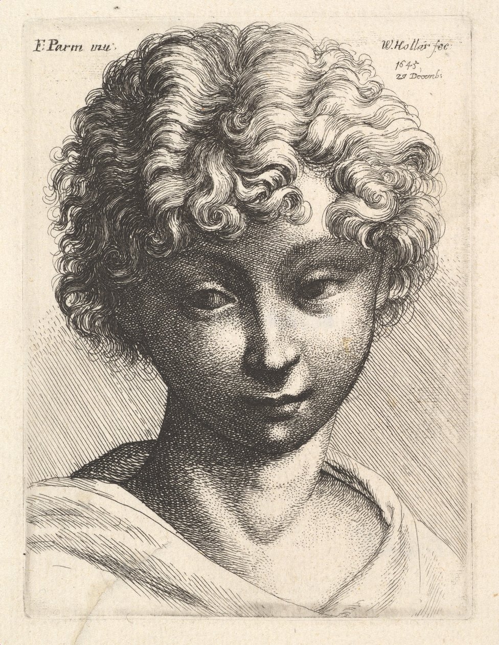 Głowa młodej dziewczyny, 1645. autorstwa Wenceslaus Hollar