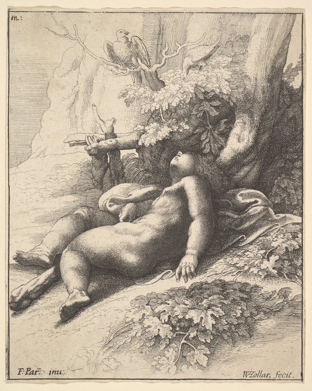 Niemowlę Herkules śpi, 1625-77. autorstwa Wenceslaus Hollar