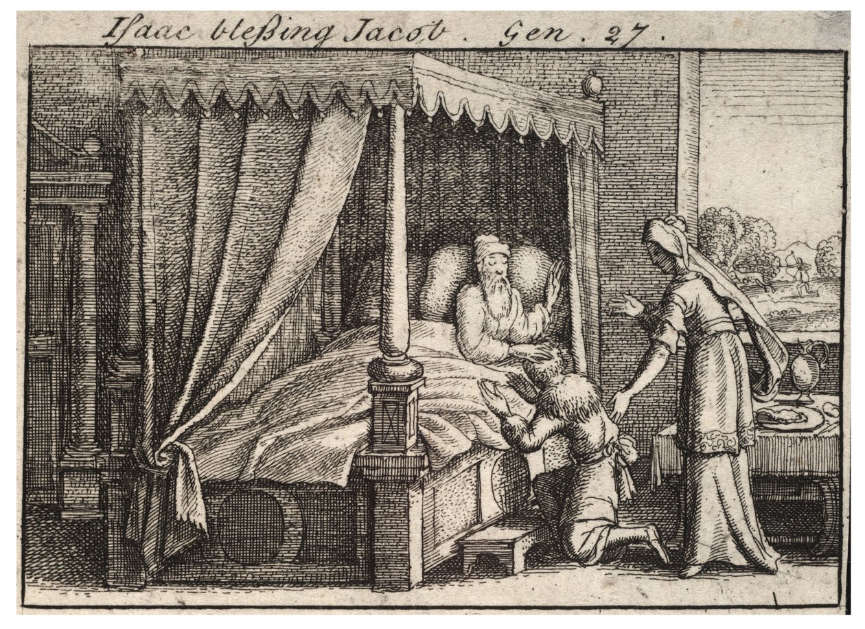 Izaak błogosławi Jakuba. Stan 2 autorstwa Wenceslaus Hollar