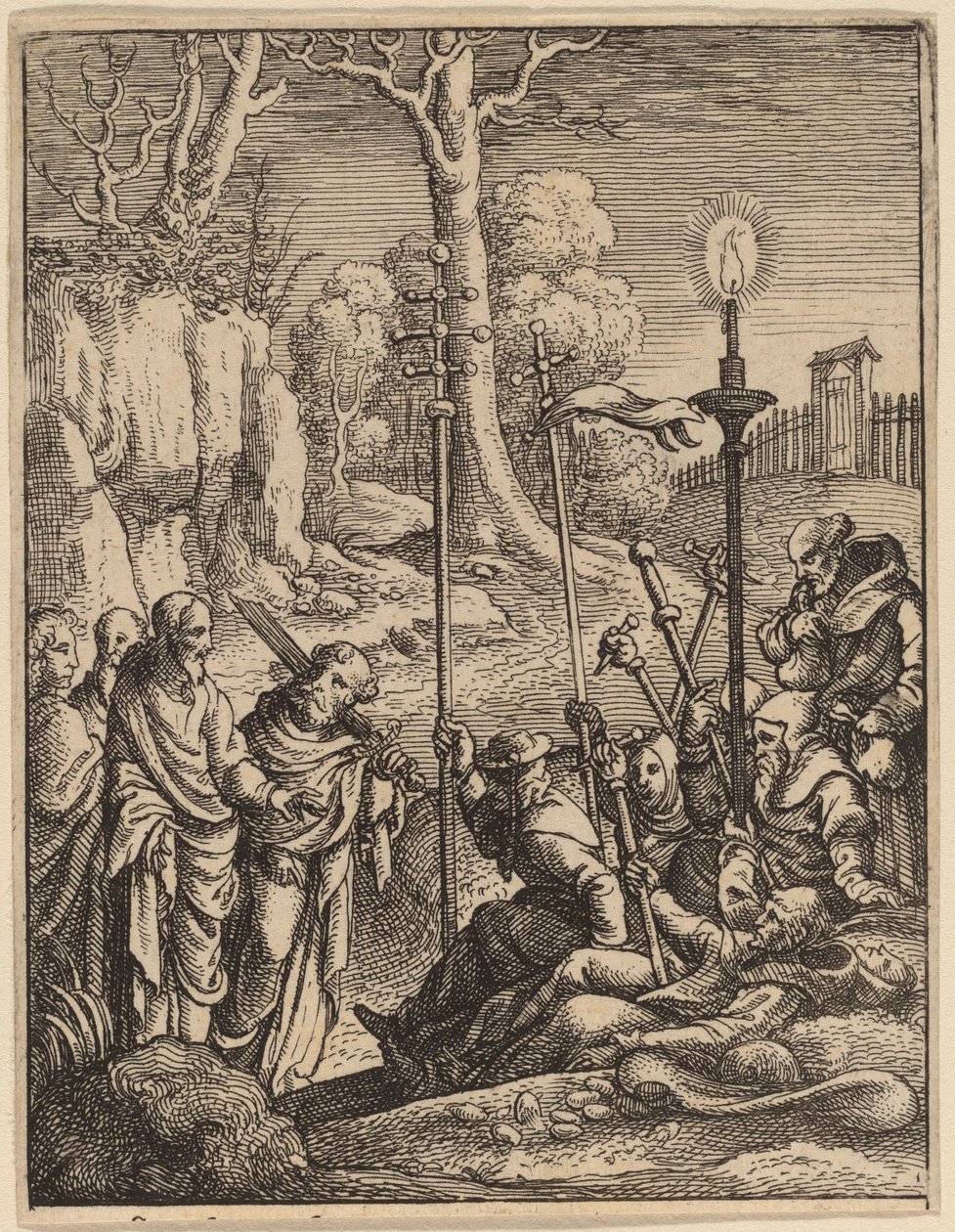 Jezus konfrontujący się ze swoimi krytykami autorstwa Wenceslaus Hollar