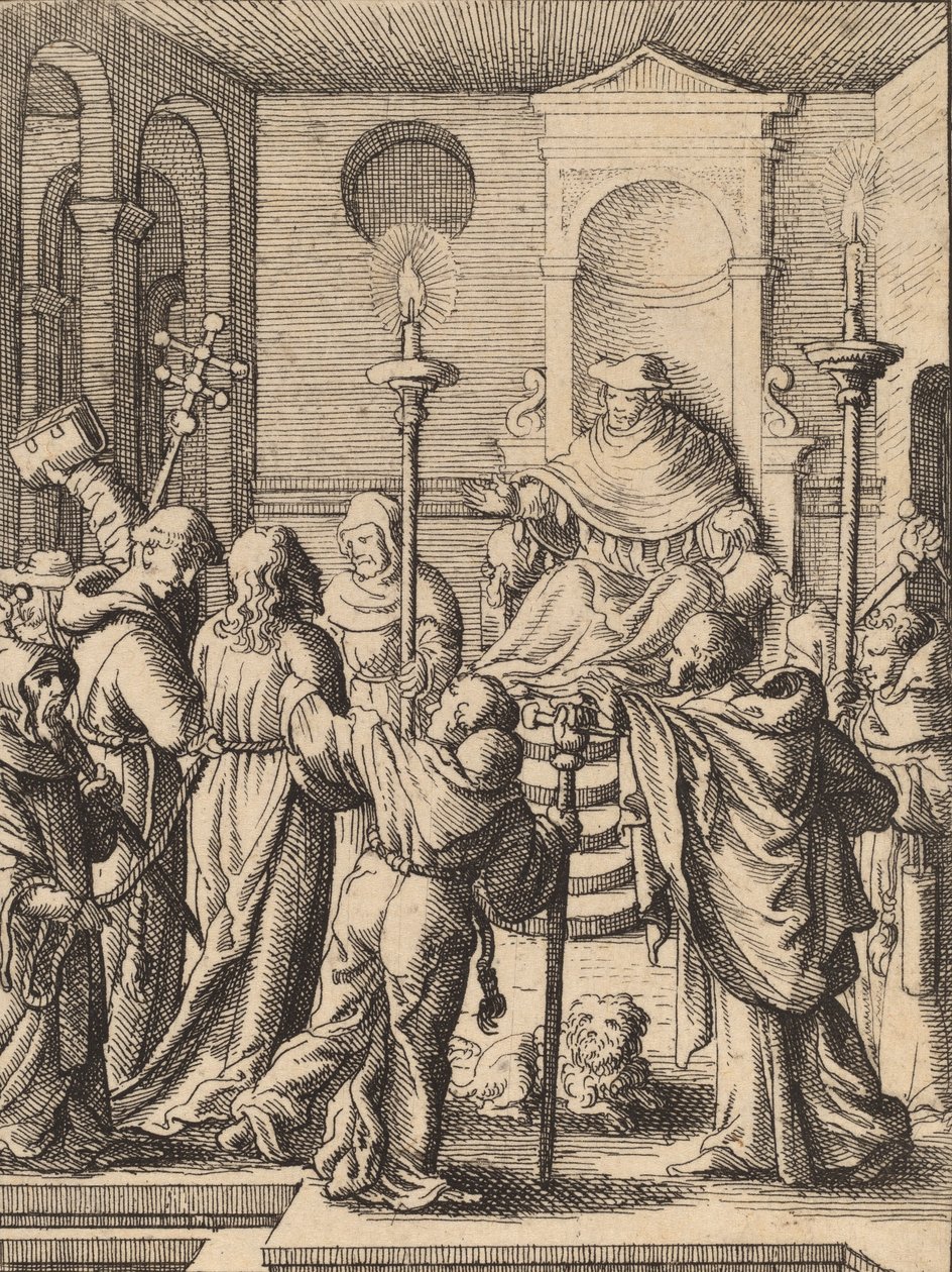 Jezus przed Annaszem. autorstwa Wenceslaus Hollar