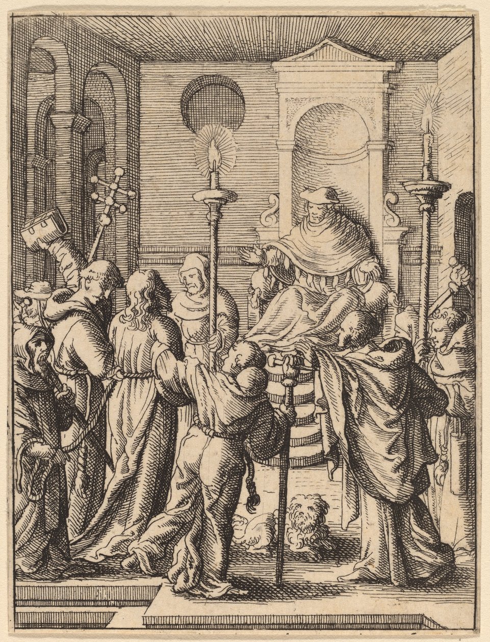 Jezus przed Annaszem autorstwa Wenceslaus Hollar