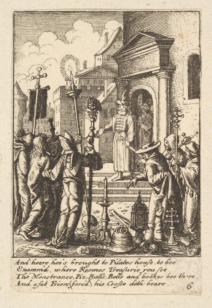 Jezus przed Piłatem, 1625-77. autorstwa Wenceslaus Hollar