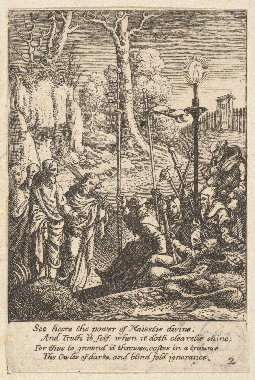 Jezus konfrontujący się ze swoimi krytykami, 1625-77. autorstwa Wenceslaus Hollar