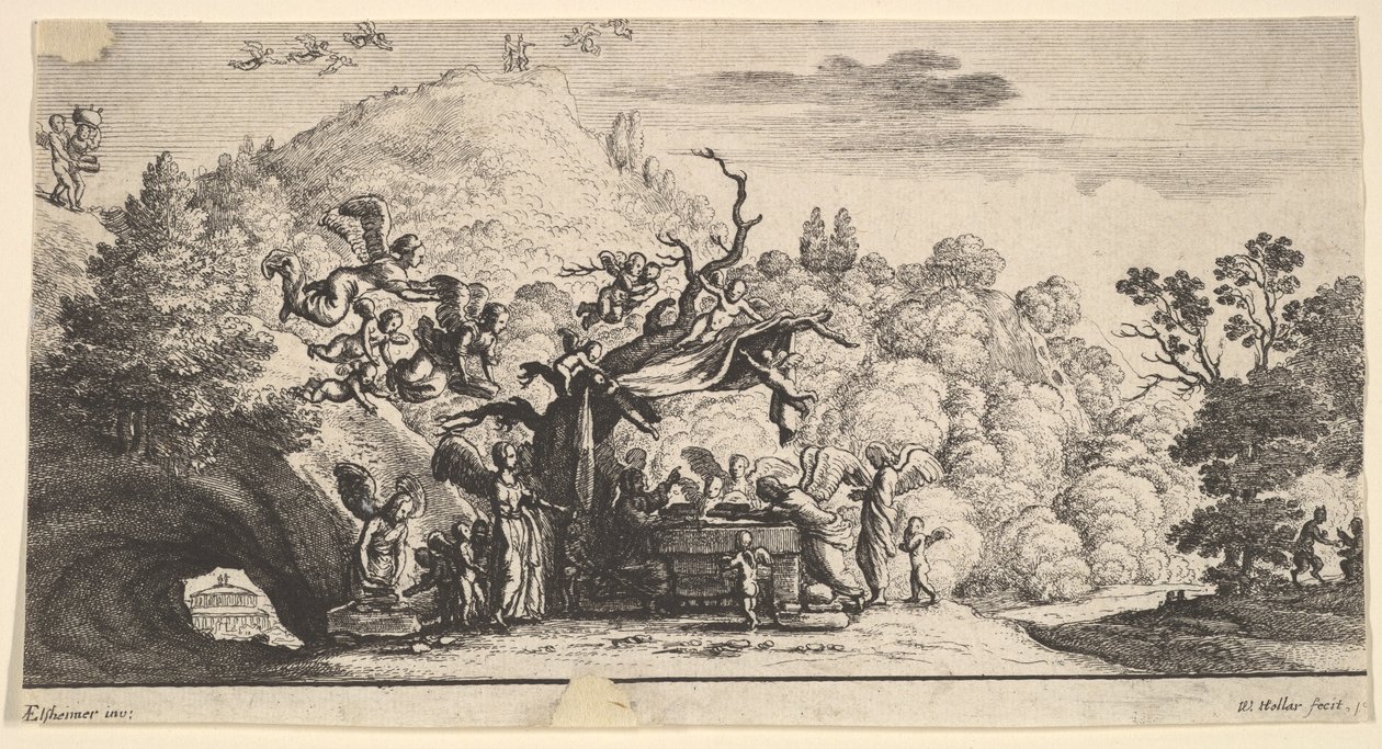 Jezus na służbie aniołów, 1652. autorstwa Wenceslaus Hollar