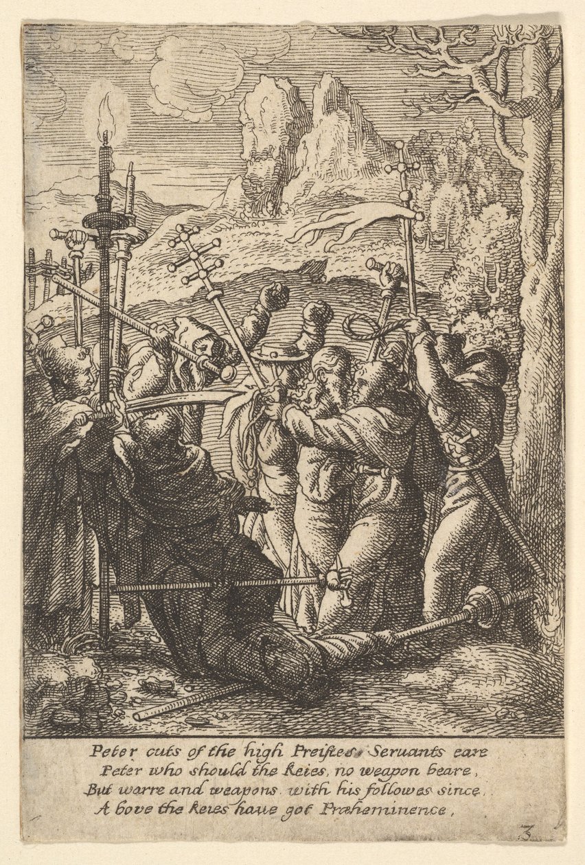 Jezus wzięty, 1625-77. autorstwa Wenceslaus Hollar