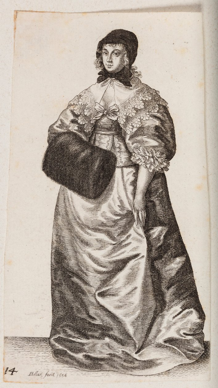 Kobieta w czepku i mufce autorstwa Wenceslaus Hollar