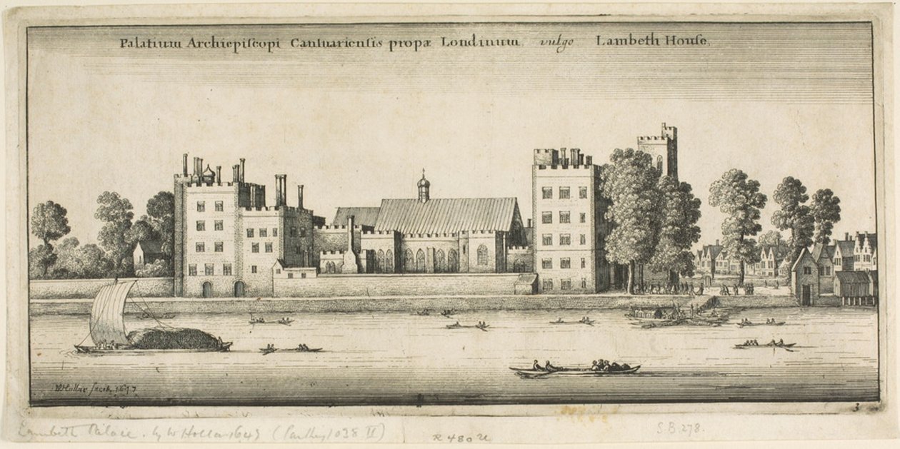 Pałac Lambeth od strony rzeki autorstwa Wenceslaus Hollar