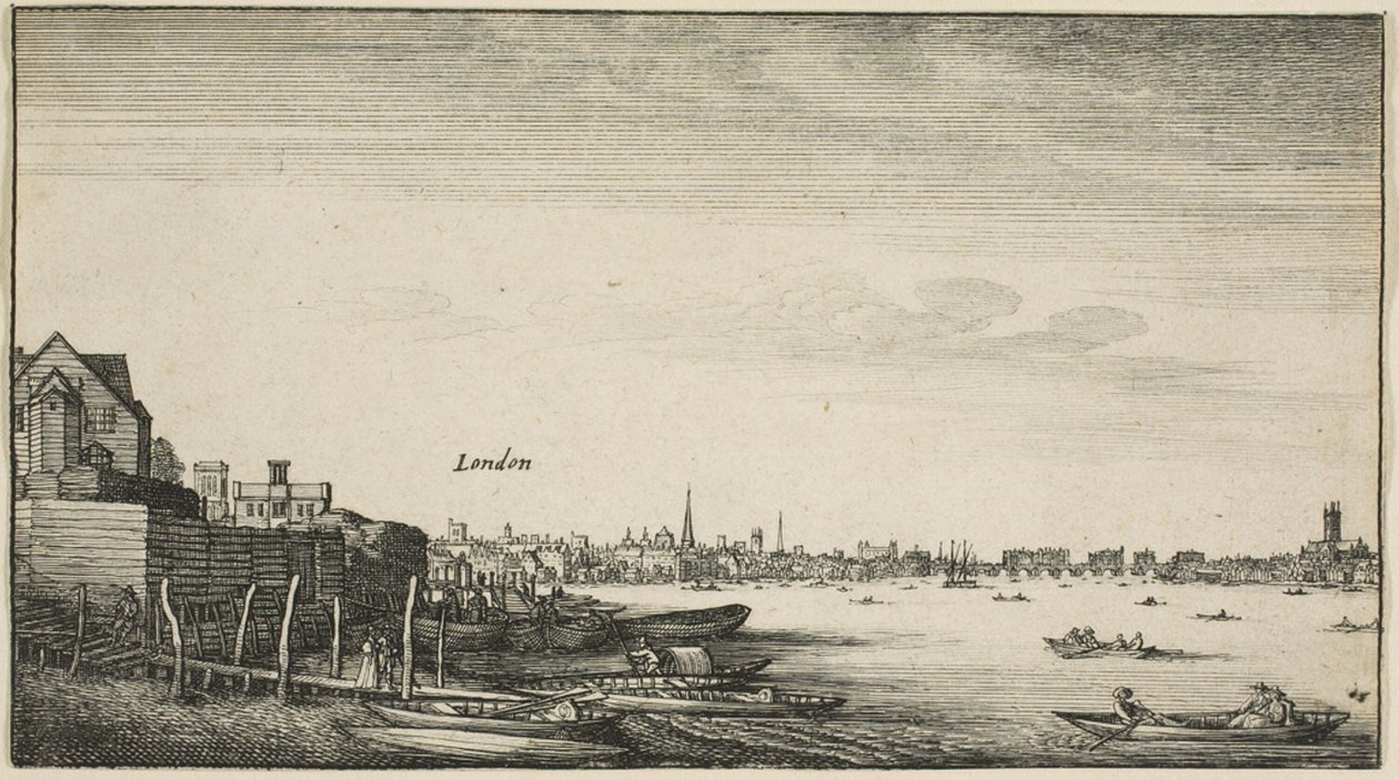 Londyn widziany z Tamizy w Milford Staris Below Arundel House autorstwa Wenceslaus Hollar