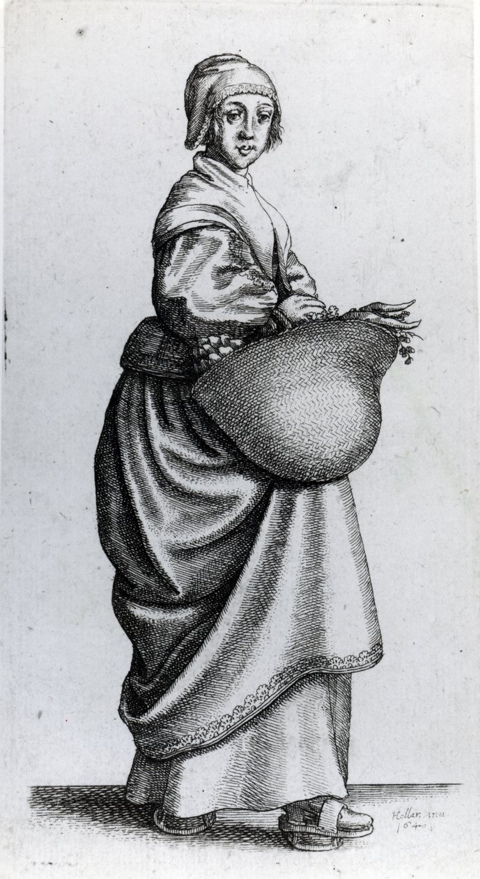 Pokojówka wraca z rynku, 1640 autorstwa Wenceslaus Hollar