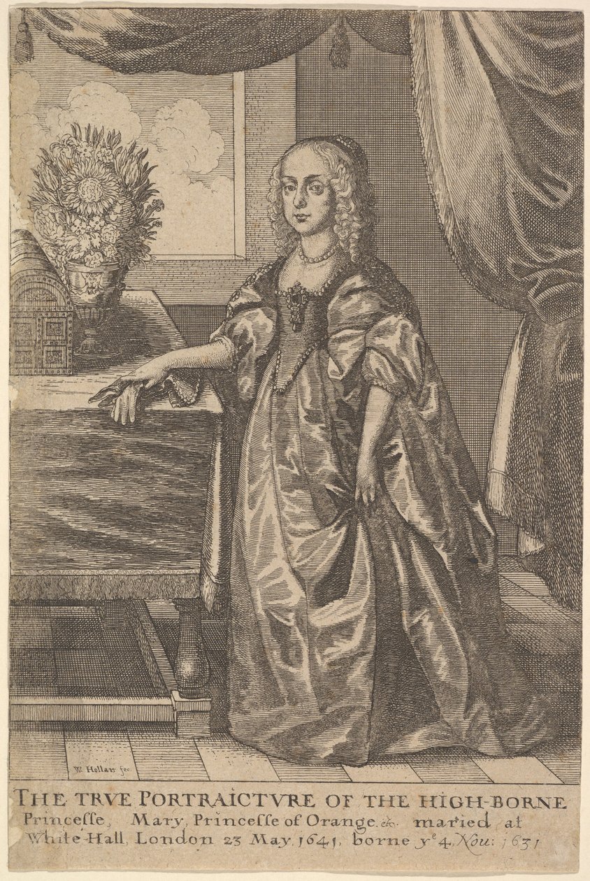 Maria, księżna Orańska, 1625-77. autorstwa Wenceslaus Hollar