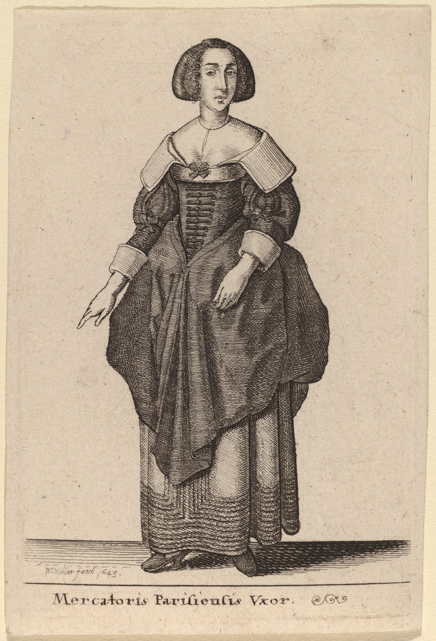 Żona kupca paryskiego autorstwa Wenceslaus Hollar