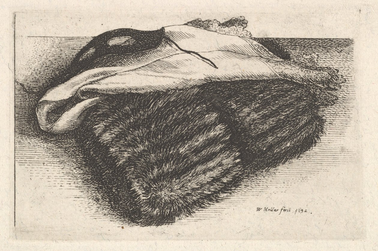 Muff, biała chustka i maska, 1642. autorstwa Wenceslaus Hollar