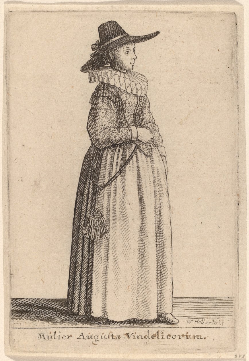 Żona Augusty z Vindelico autorstwa Wenceslaus Hollar