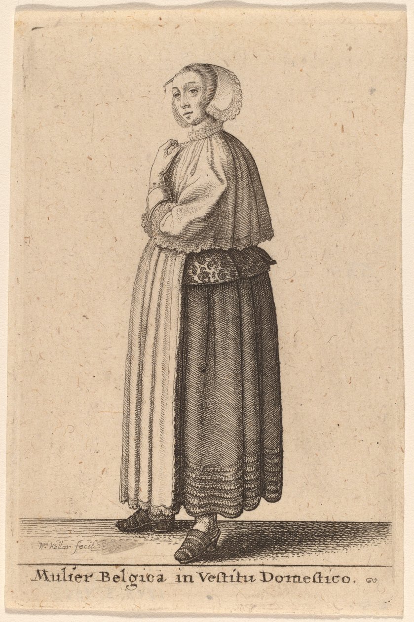 Belgijska kobieta w domowym stroju autorstwa Wenceslaus Hollar