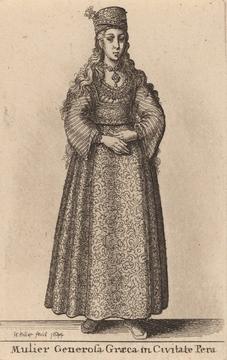Hojna Greczynka w mieście Pera, 1644. autorstwa Wenceslaus Hollar