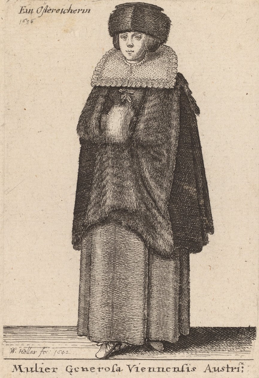 Hojna kobieta z południowego Wiednia, 1642. autorstwa Wenceslaus Hollar