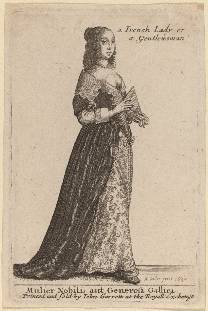 Szlachetna lub hojna Francuzka autorstwa Wenceslaus Hollar