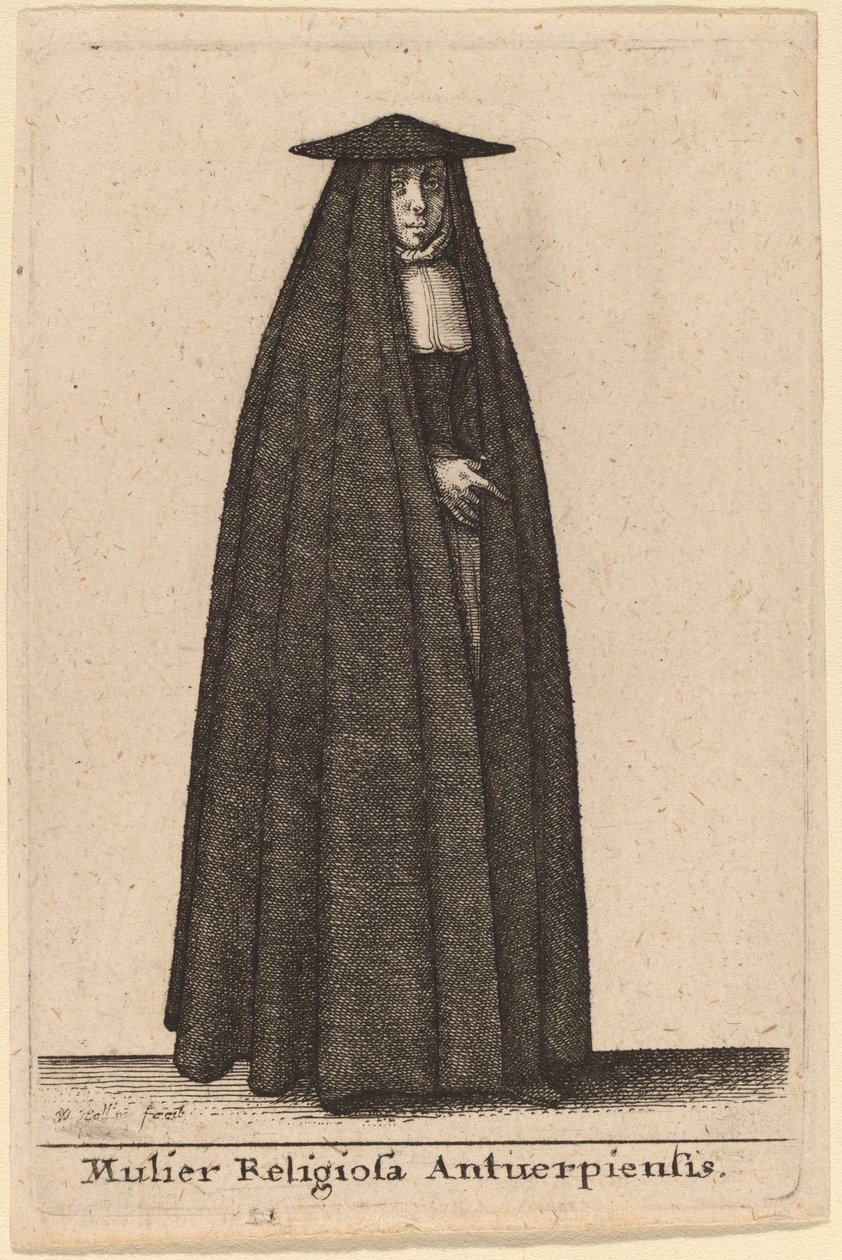 Religijna kobieta z Antwerpii autorstwa Wenceslaus Hollar