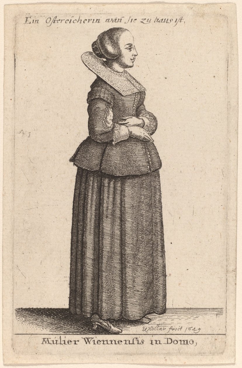 Kobieta z Wiednia w domu autorstwa Wenceslaus Hollar