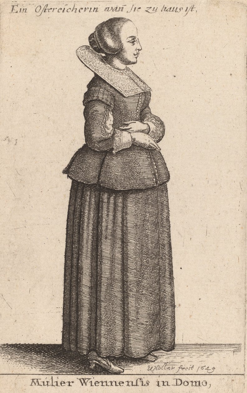 Kobieta z Wiednia w domu, 1649. autorstwa Wenceslaus Hollar