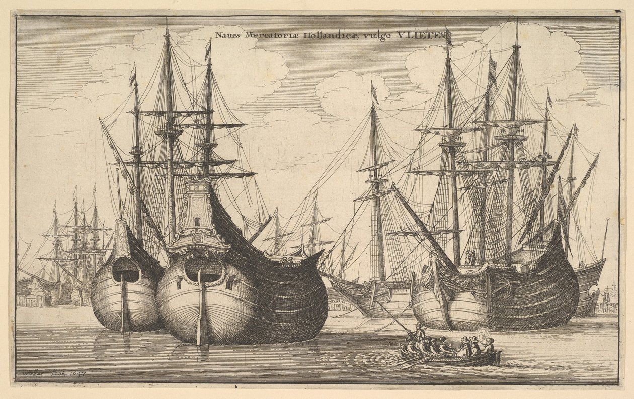 Holenderscy frachtowcy lub flety, 1647 autorstwa Wenceslaus Hollar