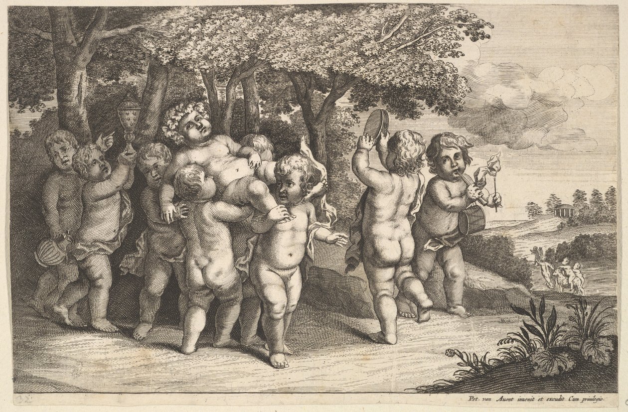 Dziewięć małych chłopców, 1625-77. autorstwa Wenceslaus Hollar