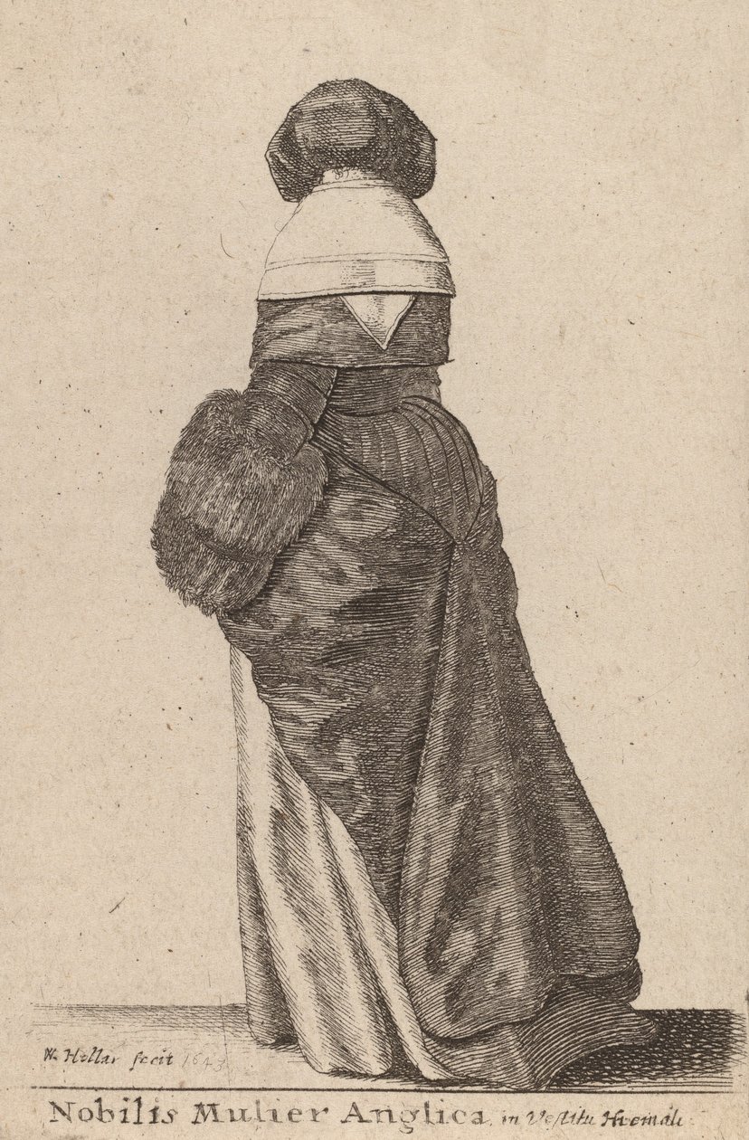 Szlachetna angielska dama w zimowej sukience, 1643. autorstwa Wenceslaus Hollar