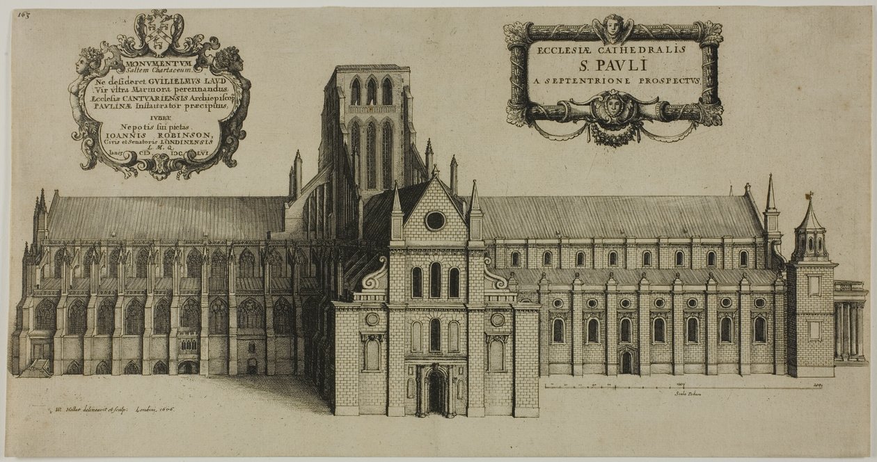 Stara katedra świętego Pawła od północy autorstwa Wenceslaus Hollar