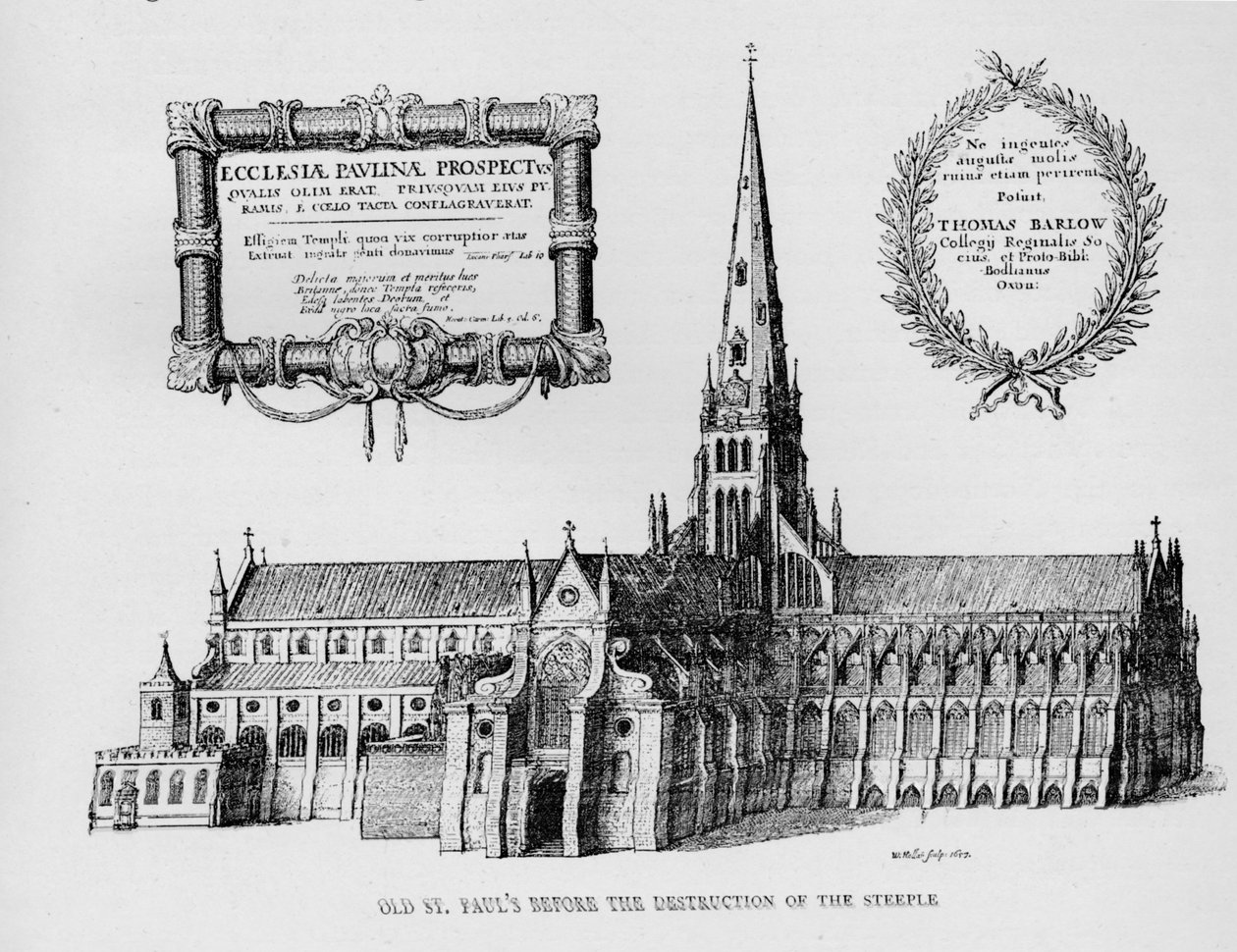 Stara Katedra św. Pawła przed zniszczeniem wieży, 1657 1904 autorstwa Wenceslaus Hollar