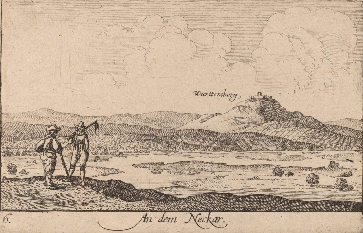 Nad Neckarem, 1635. autorstwa Wenceslaus Hollar
