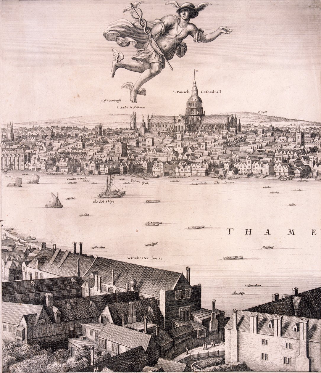 Panoramiczny widok na Londyn, c1670 autorstwa Wenceslaus Hollar