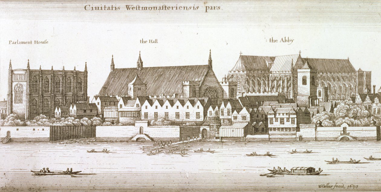 Część miasta Westminster, 1647 r. autorstwa Wenceslaus Hollar