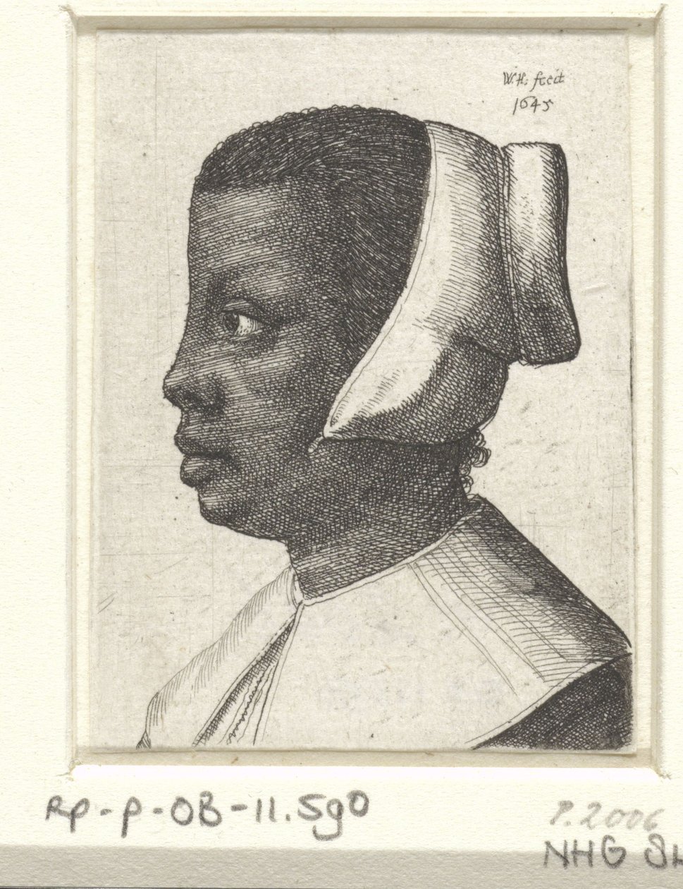 Portret młodej czarnej kobiety autorstwa Wenceslaus Hollar