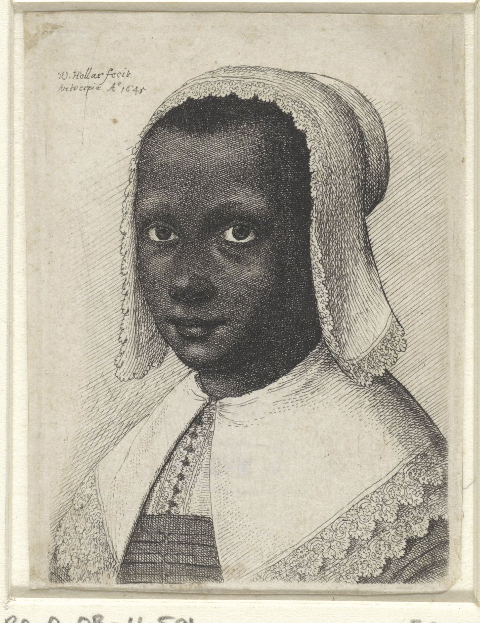 Portret młodej czarnej kobiety, 1645 autorstwa Wenceslaus Hollar