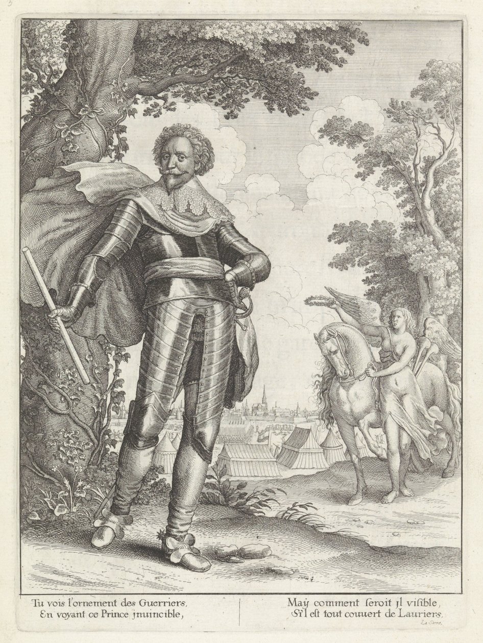 Portret van Frederik Hendrik, prins van Oranje Historia wkroczenia Królowej Matki Króla Najbardziej Chrześcijańskiego do Zjednoczonych Prowincji Niderlandów. (tytuł serii) autorstwa Wenceslaus Hollar
