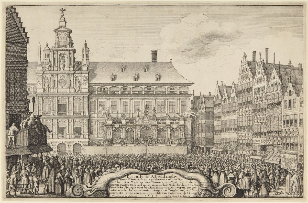 Proklamacja pokoju - Antwerpia autorstwa Wenceslaus Hollar