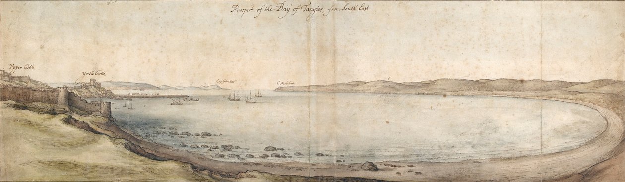 Perspektywa Zatoki Tanger od południowego wschodu, połowa XVII w. autorstwa Wenceslaus Hollar