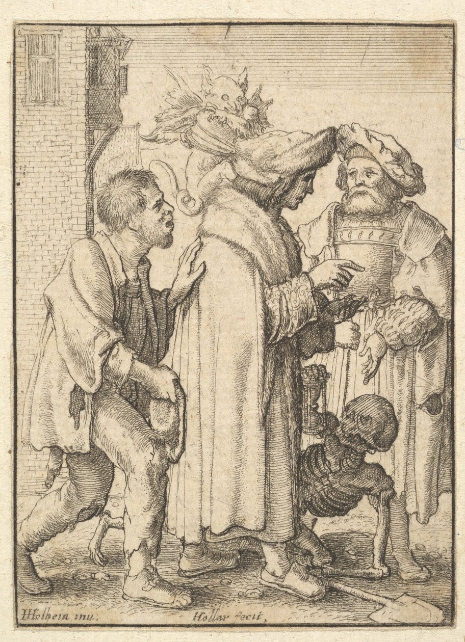 Bogacz, z Tańca śmierci, 1651. autorstwa Wenceslaus Hollar